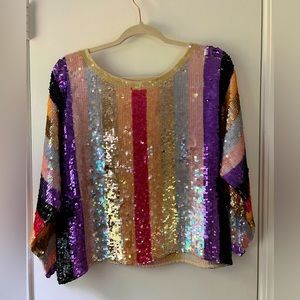 Striped Sequin Party Blouse - fully sequined & back